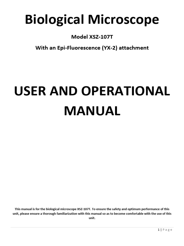 Novel XSZ-107T Biological Microscope Manual | PDF | Electromagnetic ...