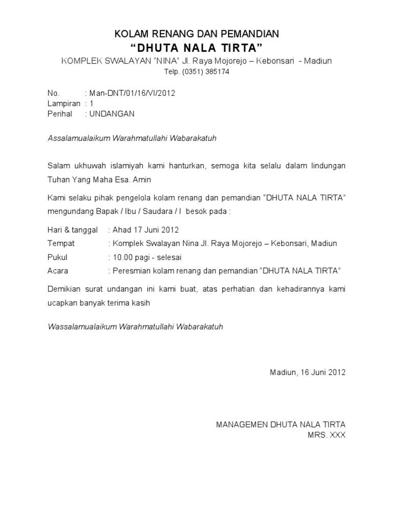 Contoh Surat Undangan Presentasi Produk