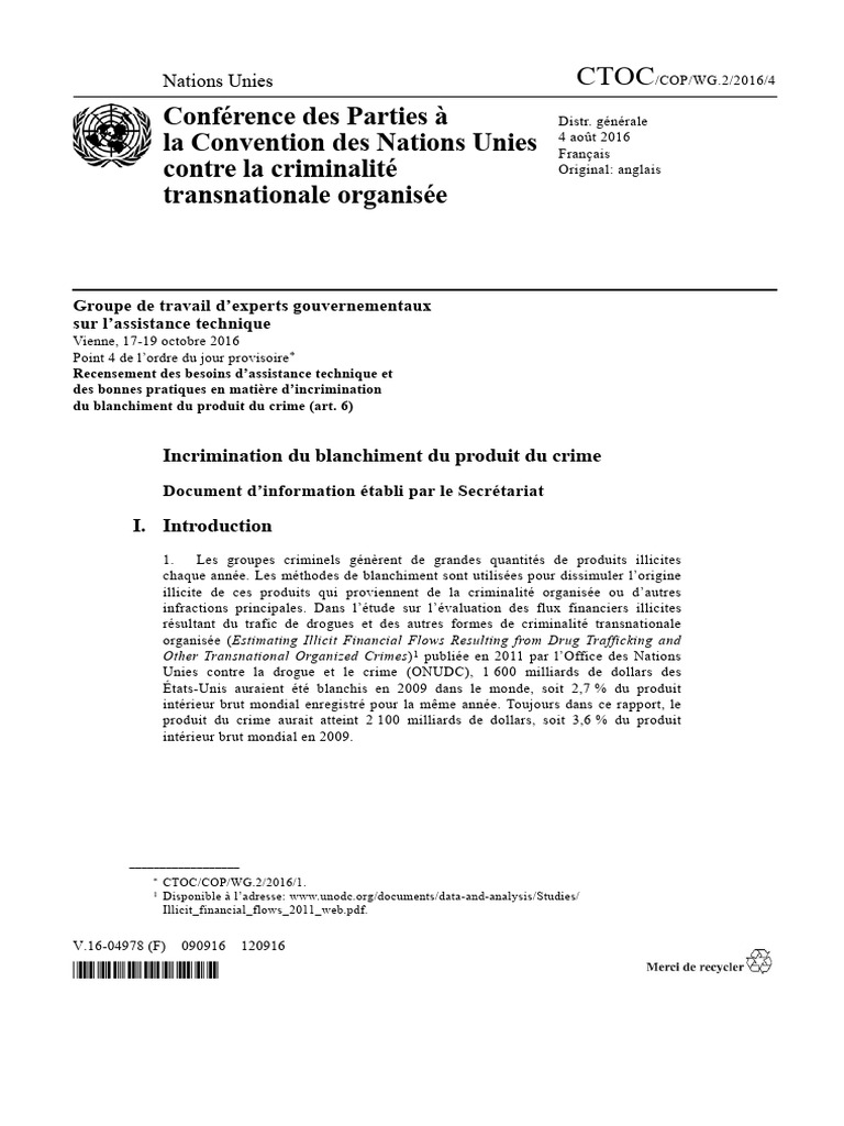 Incrimination du Blanchiment d'Argent | PDF | Blanchiment d'argent | Crimes