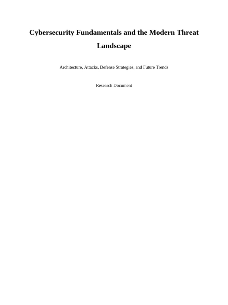 Research Document 2 Cybersecurity Fundamentals 10 Pages | PDF ...