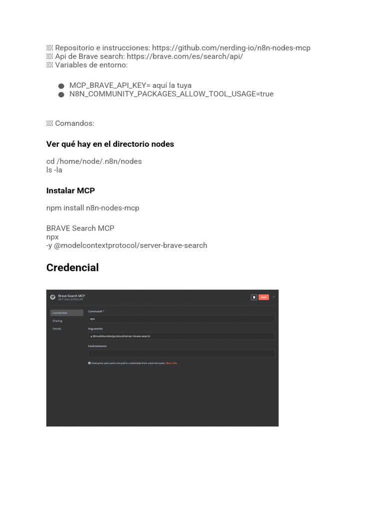 Instrucciones para instalar MCP en n8n | PDF