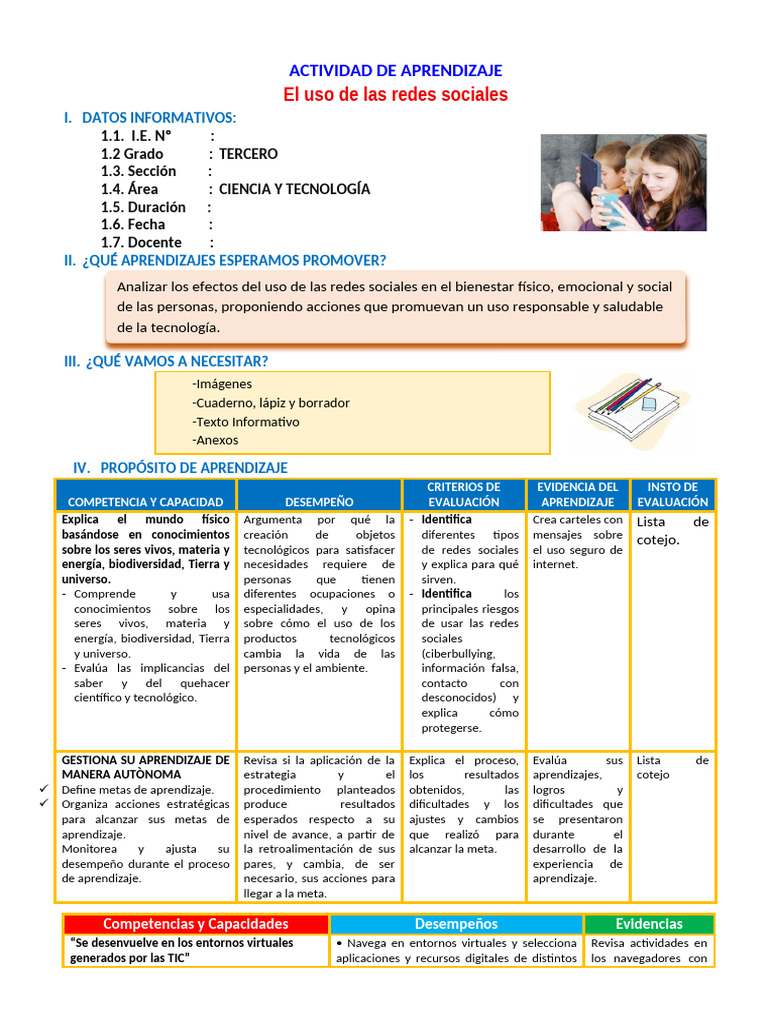 D2 A3 SESION CT. El uso de las redes sociales | PDF | Aprendizaje ...