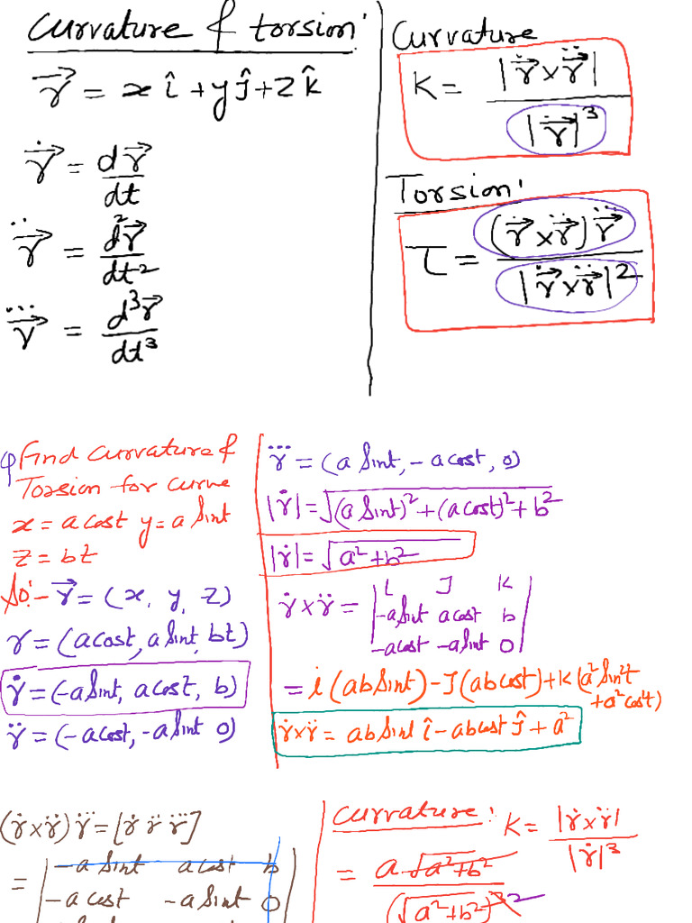 Curvature and Torsion | PDF