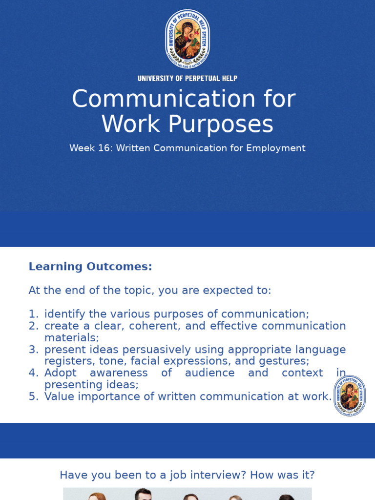 Topic 10 Written Communication for Employment | PDF | Résumé | Job ...