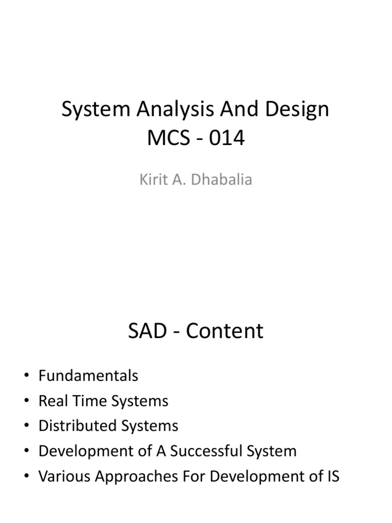 System Analysis and Design Overview | PDF