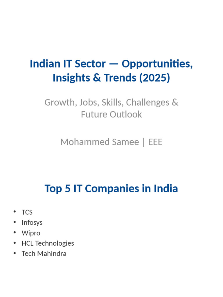 Indian IT Sector Trends & Opportunities 2025 | PDF