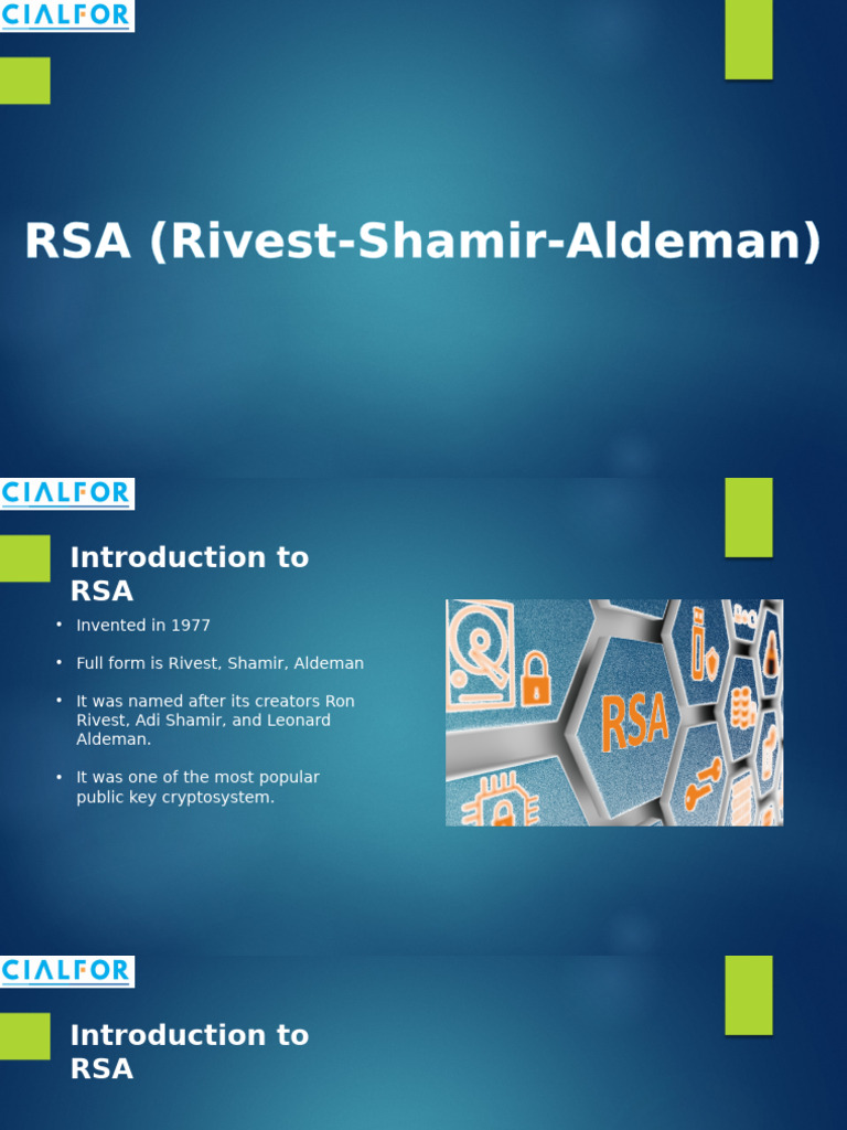 RSA (Rivest-Shamir-Aldeman) | PDF | Encryption | Secrecy