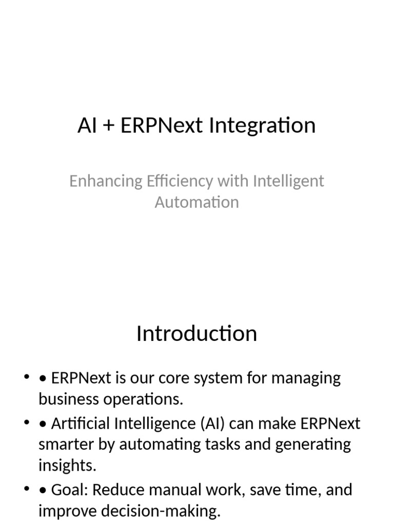 AI ERPNext Integration Presentation | PDF