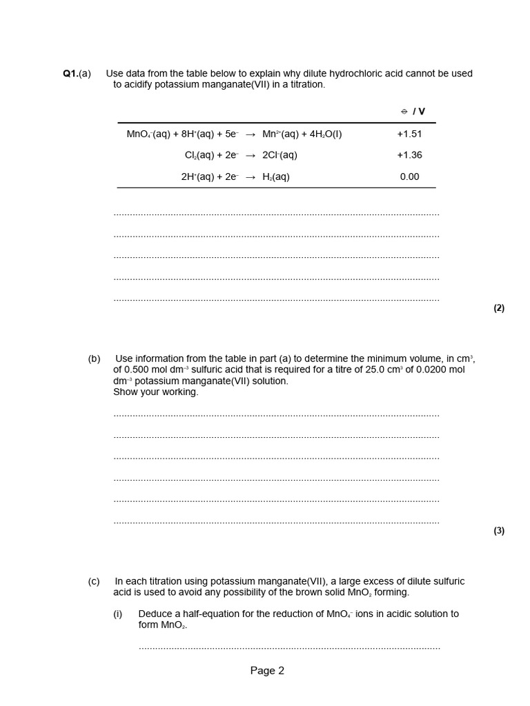 Titration and Electrode Potential Analysis | PDF | Redox | Electrochemistry