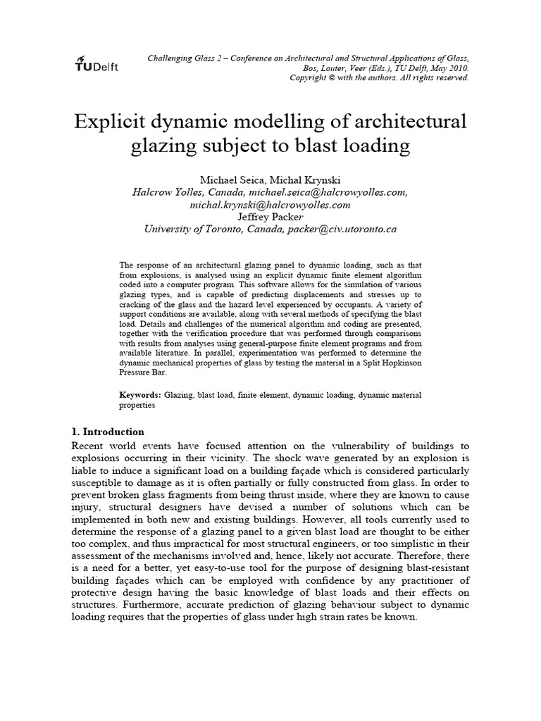 Dynamic Modelling of Blast-Resistant Glazing | PDF | Strength Of ...