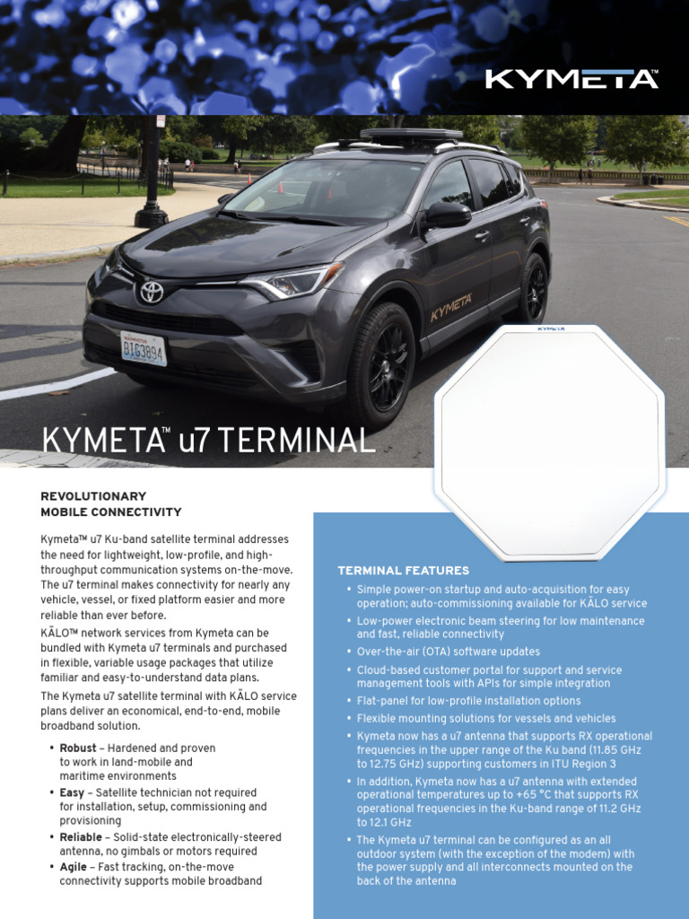 Kymeta u7 Ku-Band Satellite Terminal | PDF | Antenna (Radio ...