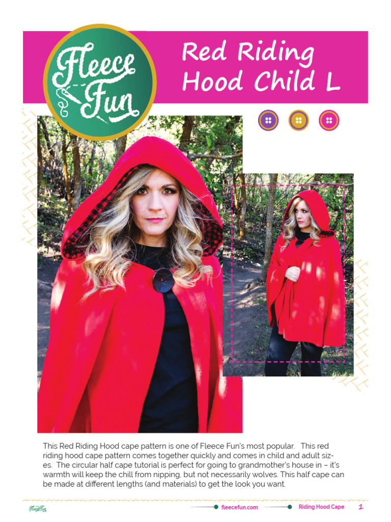 Red Riding Hood Cape Sewing Pattern | PDF
