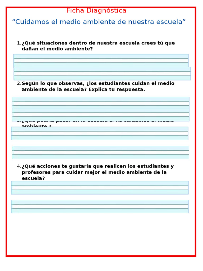 5to y 6to Ficha Diagnostica Sobre El Cuidado Del Medio Ambiente | PDF