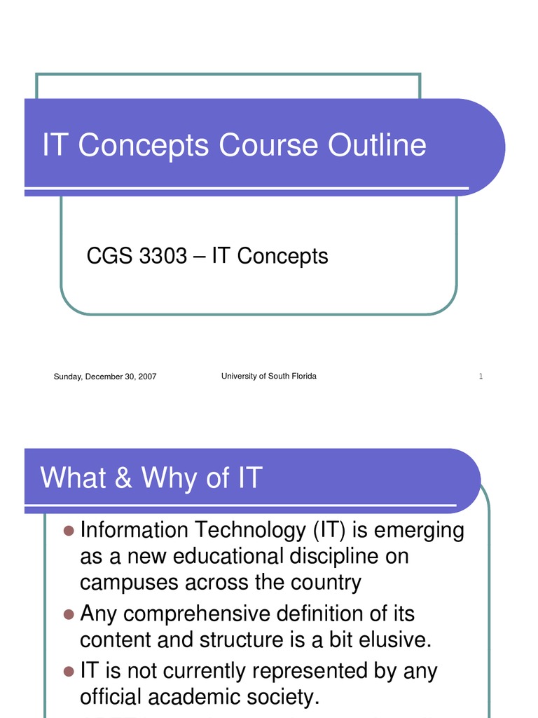 IT Concepts Course Outline | PDF | Computers