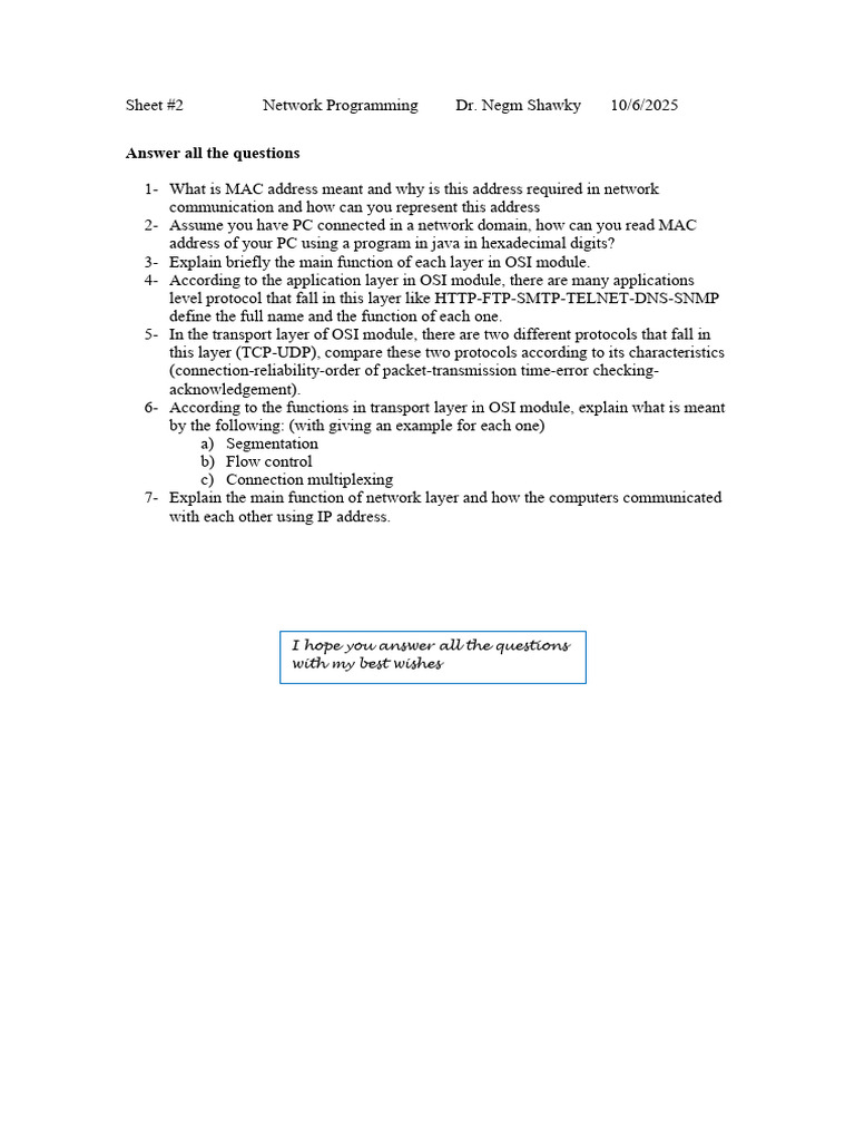 Network Programming Concepts and OSI Model | PDF