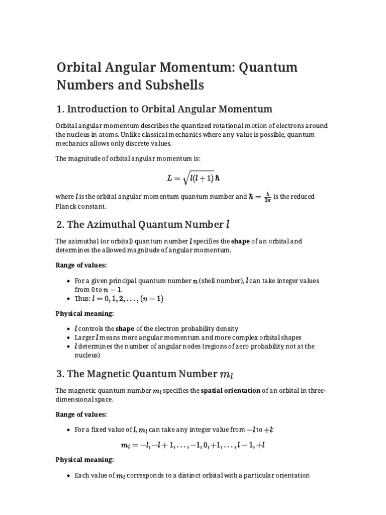 Understanding Orbital Angular Momentum | PDF | Atomic Orbital ...