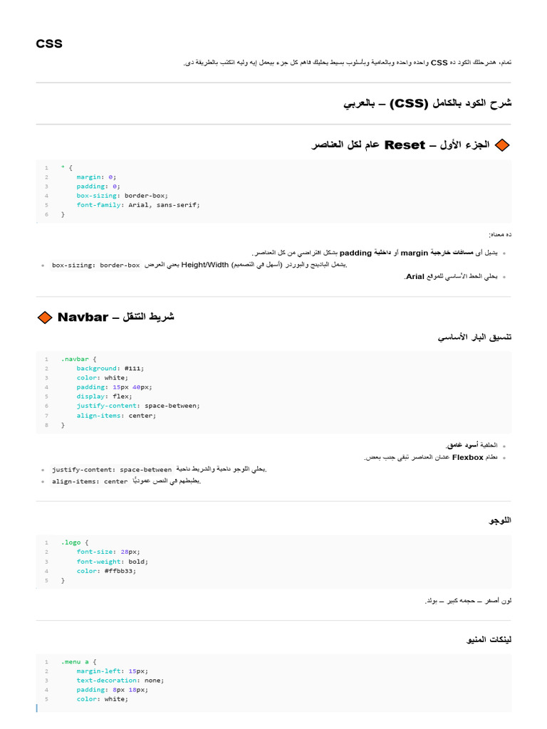 (CSS) Reset - : Margin Padding Box-Sizing Font-Family | PDF