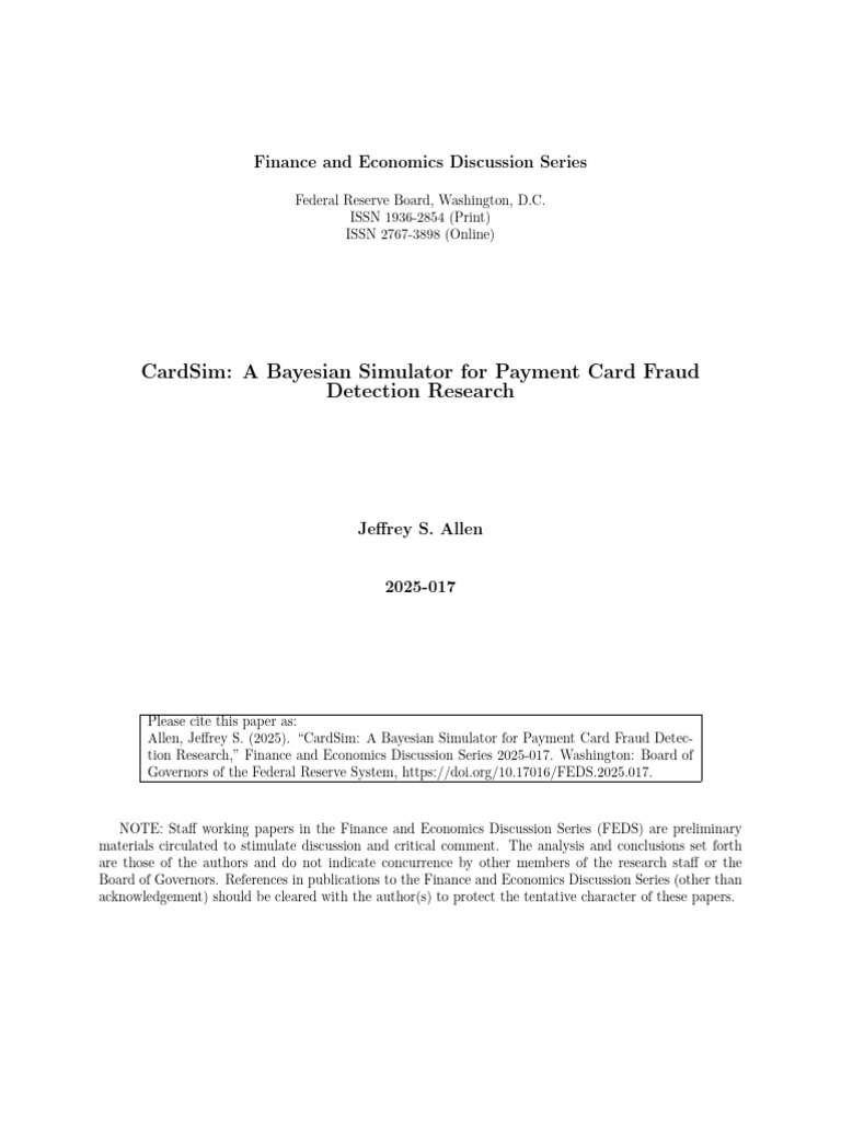 Bayesian Simulator for Payment Fraud Detection | PDF | Payments ...