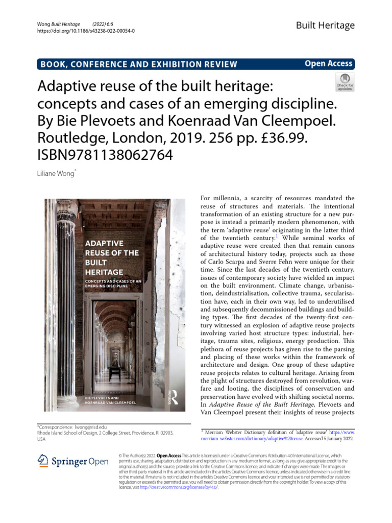 Adaptive Reuse of Built Heritage Review | PDF | Creative Commons ...