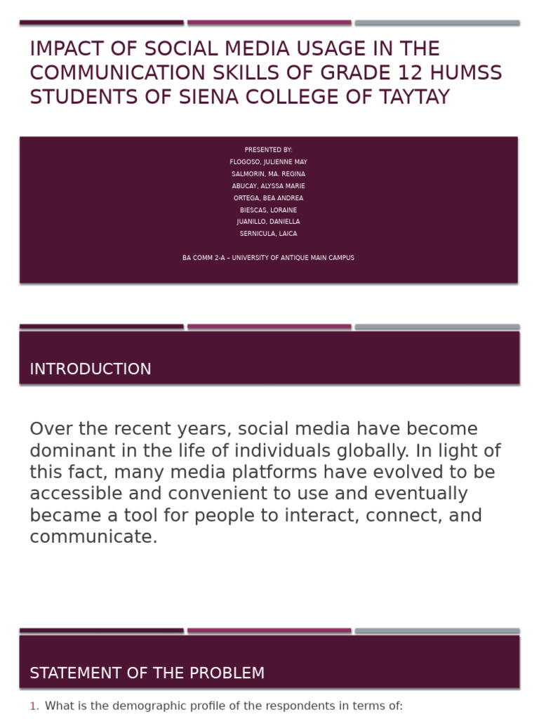 Social Media's Impact on Grade 12 Communication Skills | PDF ...