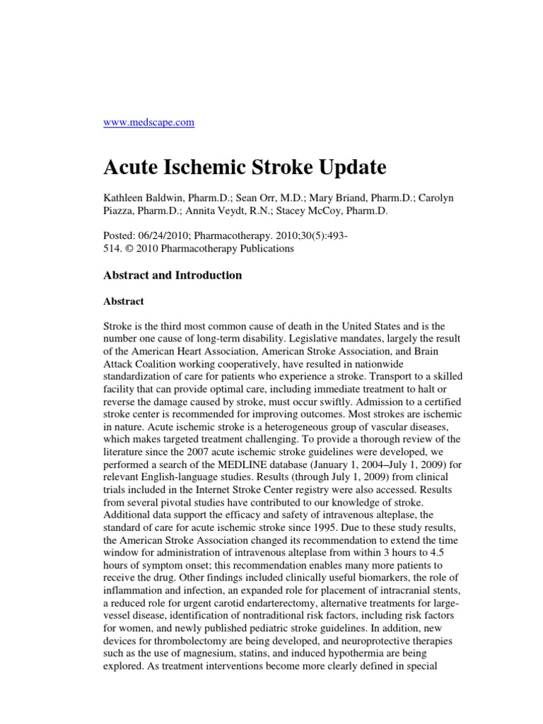 Acute Ischemic Stroke Update | PDF | Stroke | Clinical Trial