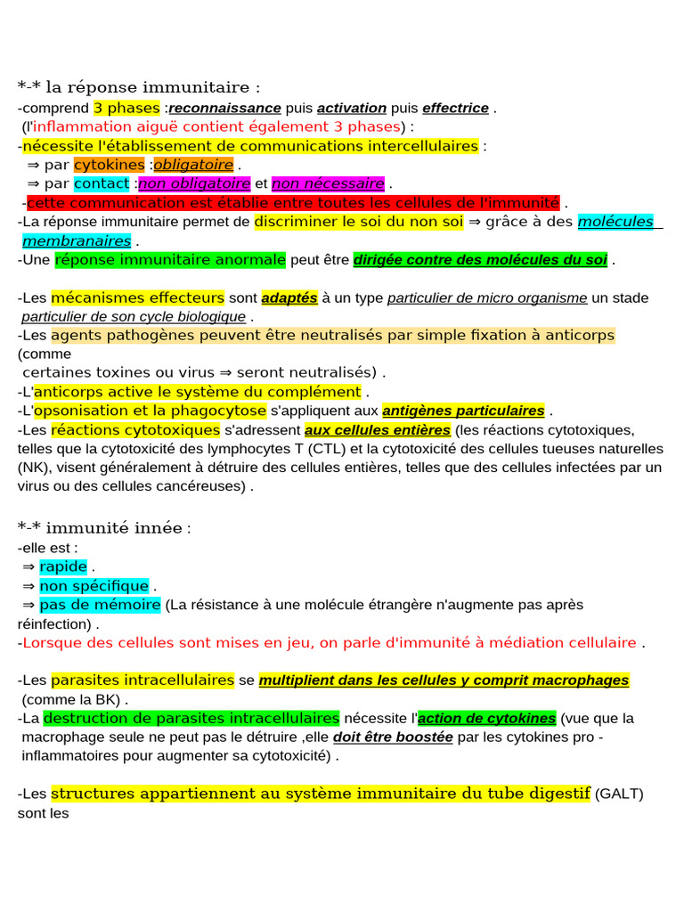 Phases et mécanismes de la réponse immunitaire | PDF | Immunoglobuline ...