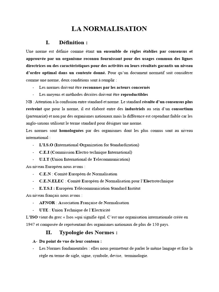 Comprendre la Normalisation et ses Types | PDF | Organisation ...
