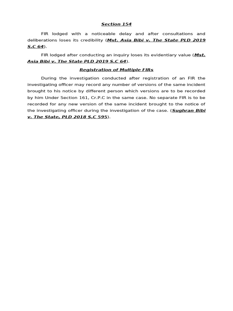 FIR Delays and Multiple Registrations Explained | PDF