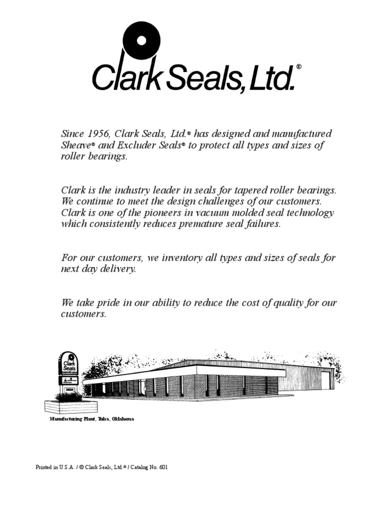 Clark Bearing Seal Catalog | PDF | Bearing (Mechanical) | Lubricant