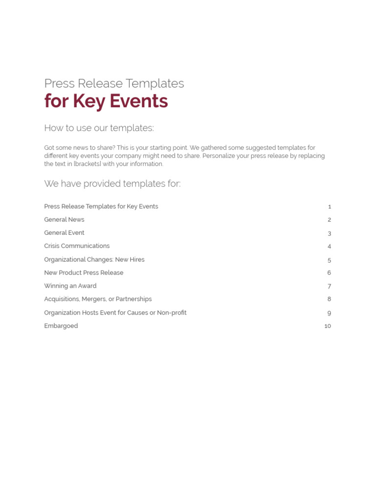 Press Release Templates for Events | PDF | Press Release | Communication