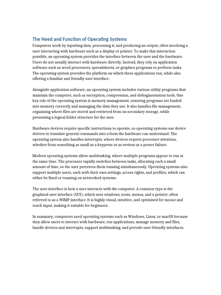 Understanding Operating System Functions | PDF