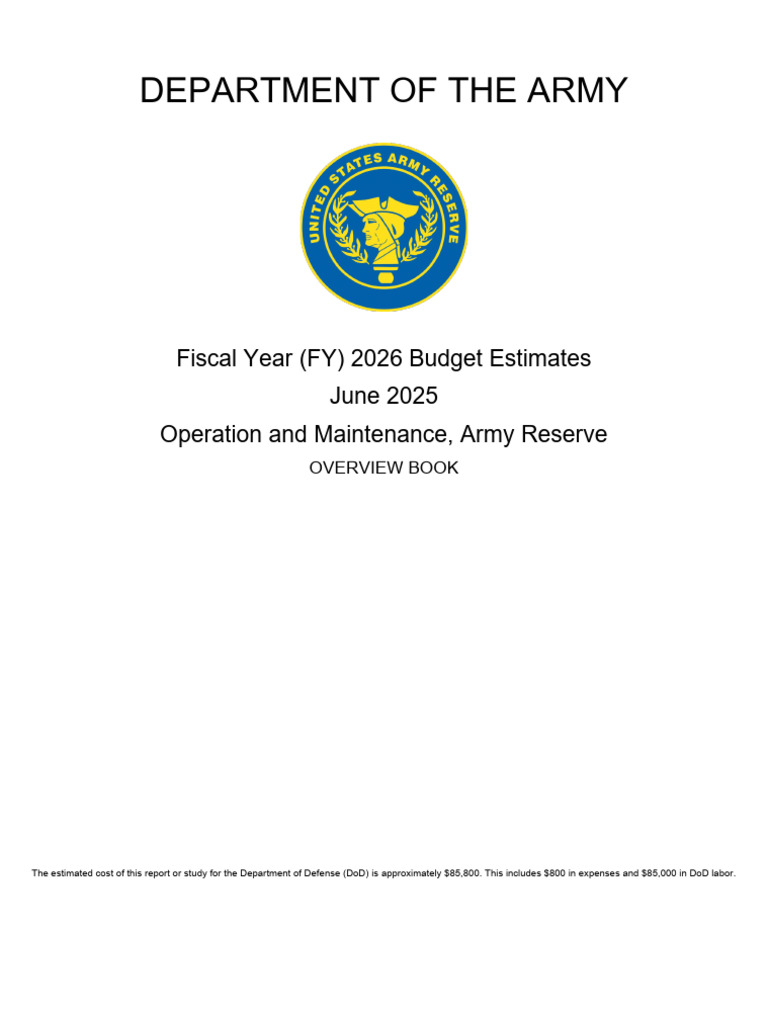 FY 2026 Army Reserve Budget Overview | PDF | Fiscal Year | United ...