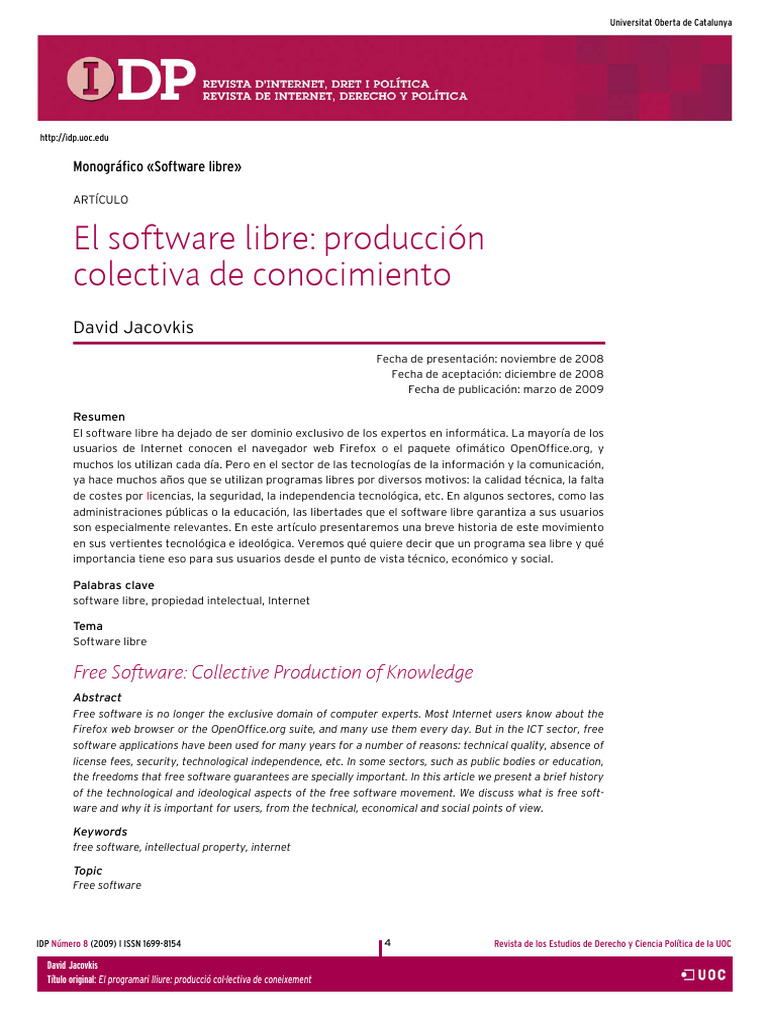 El software libre y su impacto social | PDF | Ñu | Software libre
