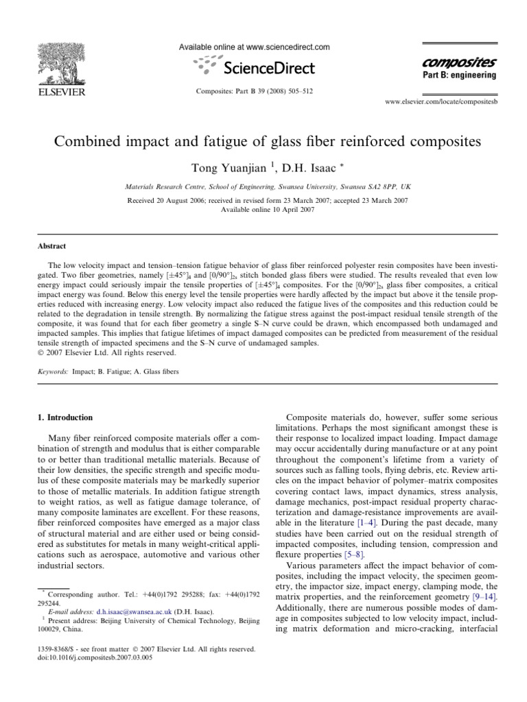 Impact and Fatigue in Glass Fiber Composites | PDF | Composite Material ...
