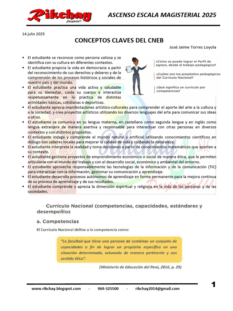 Claves del CNEB para Ascenso Magisterial 2025 | PDF | Fuerza | Aprendizaje