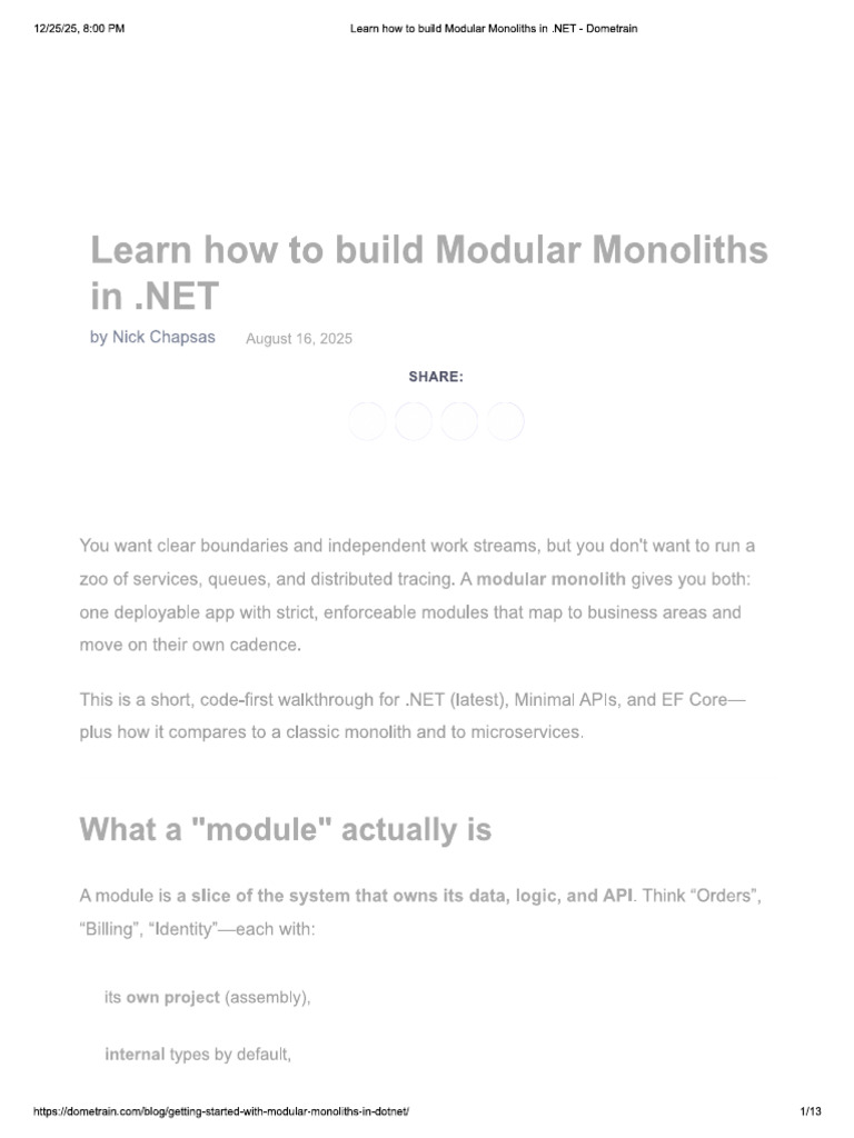 Learn How To Build Modular Monoliths | PDF