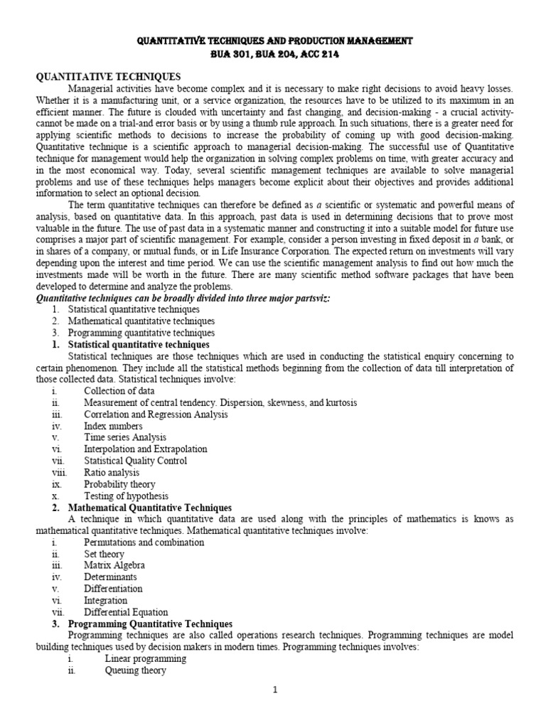 Quantitative Techniques in Management | PDF | Statistics | Mean