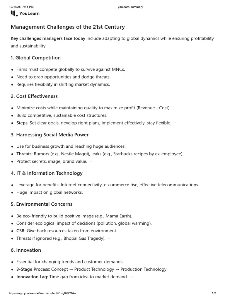 21st Century Management Challenges | PDF | Sustainability | Innovation