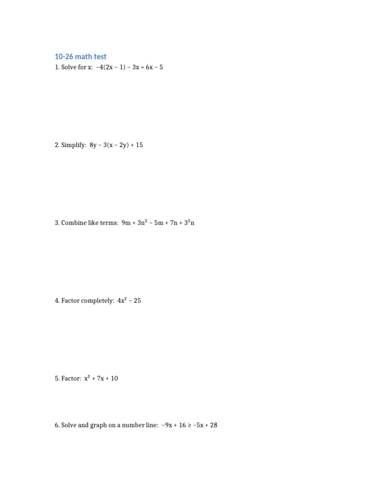 Math Test Problems and Solutions | PDF