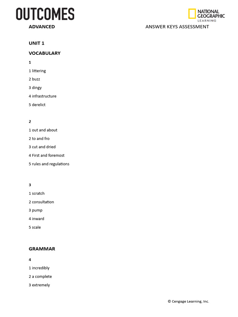 Advanced Assessment Answer Keys | PDF