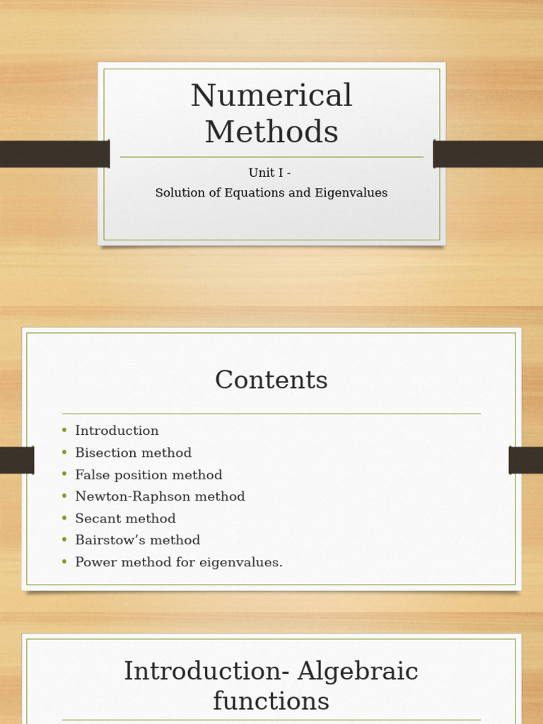 Numerical Methods - Unit I | PDF | Polynomial | Equations