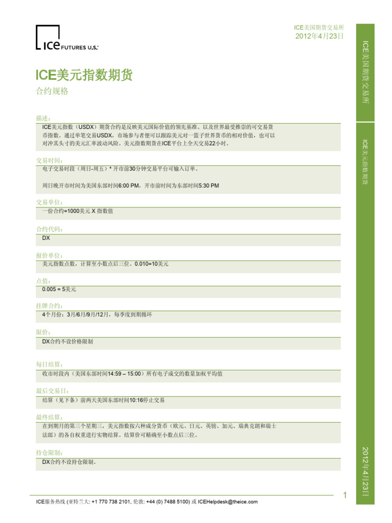 ICE美元指数期货| PDF