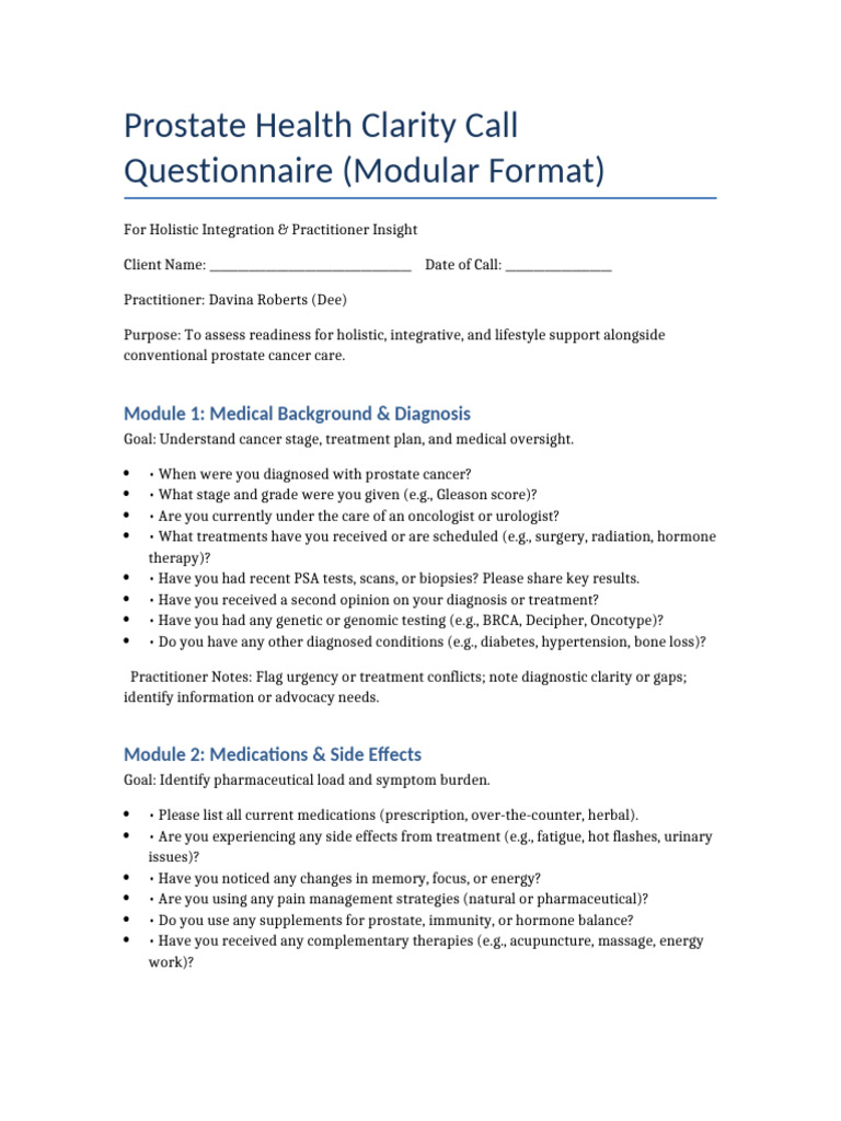 Prostate Health Holistic Assessment Guide | PDF | Prostate Cancer ...