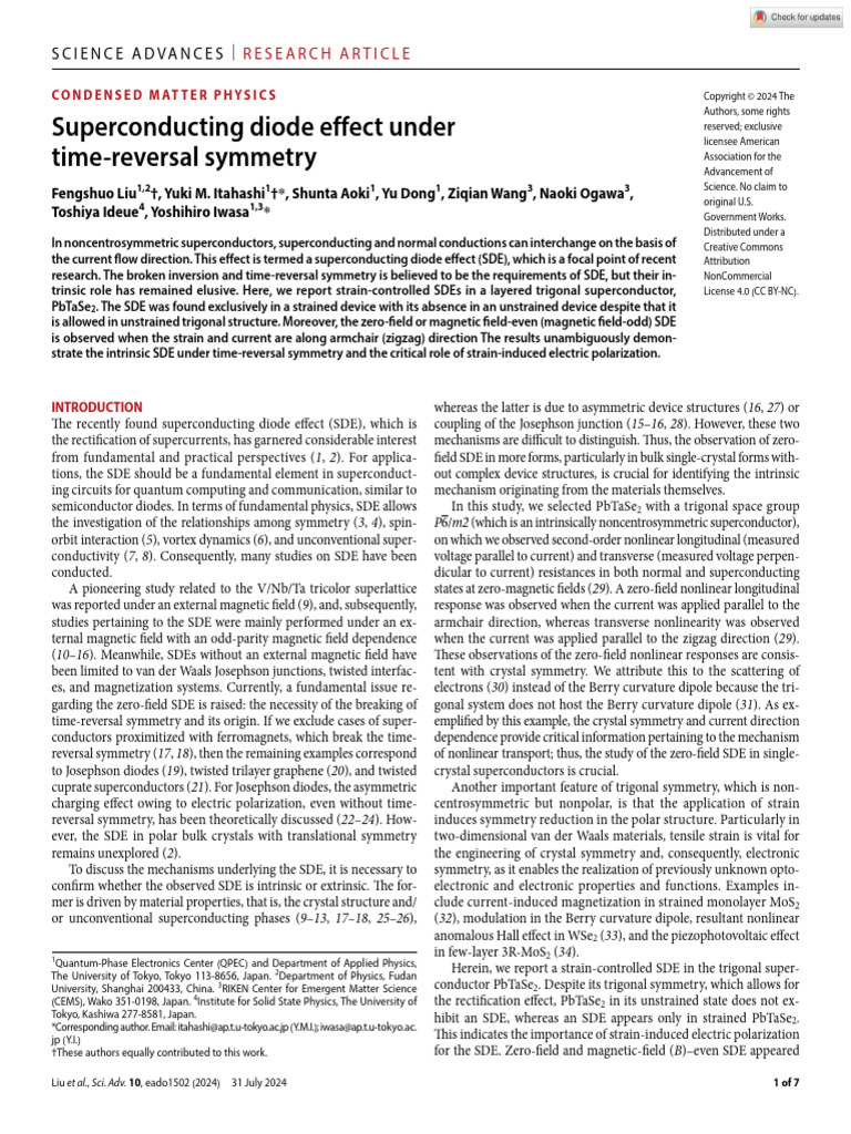 SDE Under Time Reversal Symmetry | PDF | Superconductivity | Phases Of ...