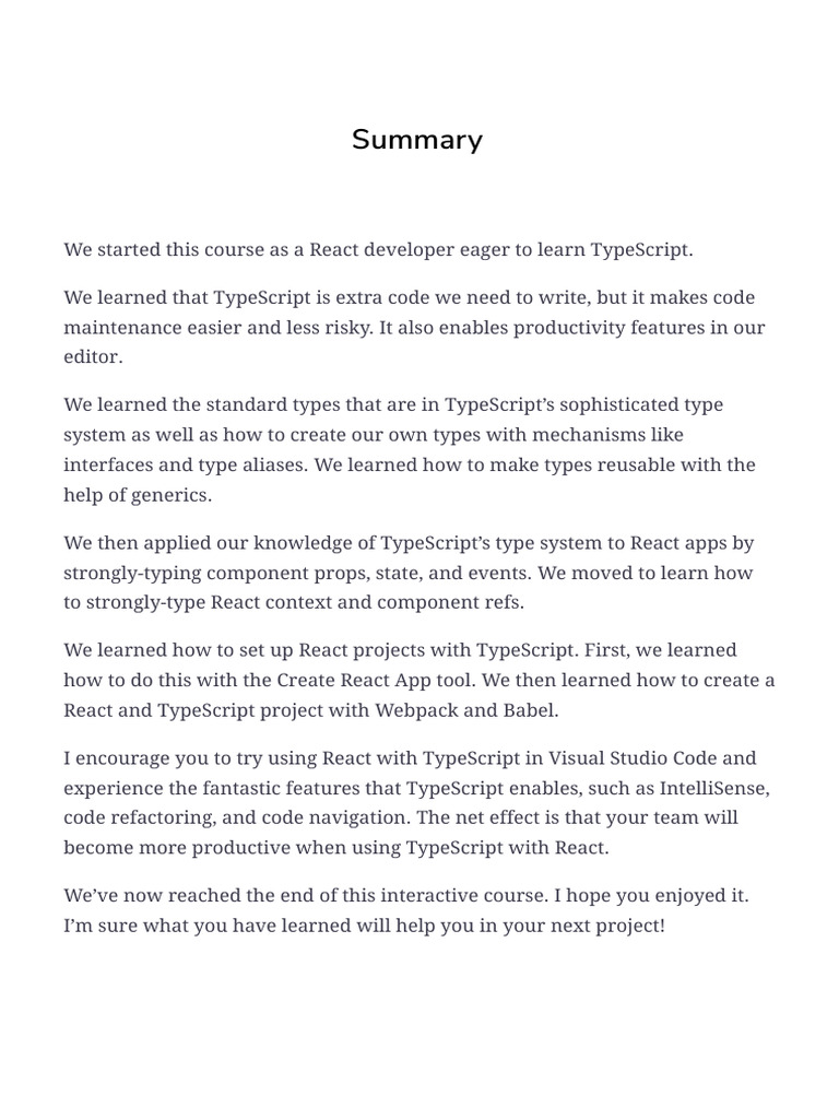 Mastering TypeScript for React Developers | PDF