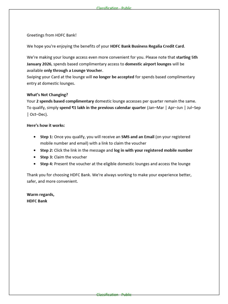 Complimentary Domestic Lounge Visit | PDF