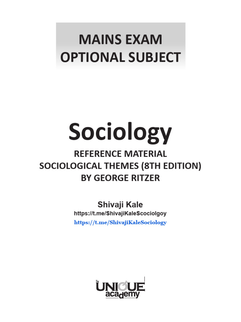 Sociology Mains Exam Reference Guide | PDF | Sociology | Sociological ...
