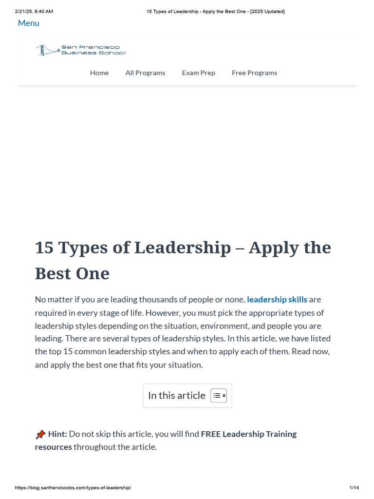 15 Leadership Styles Explained | PDF | Leadership | Organizational Behavior