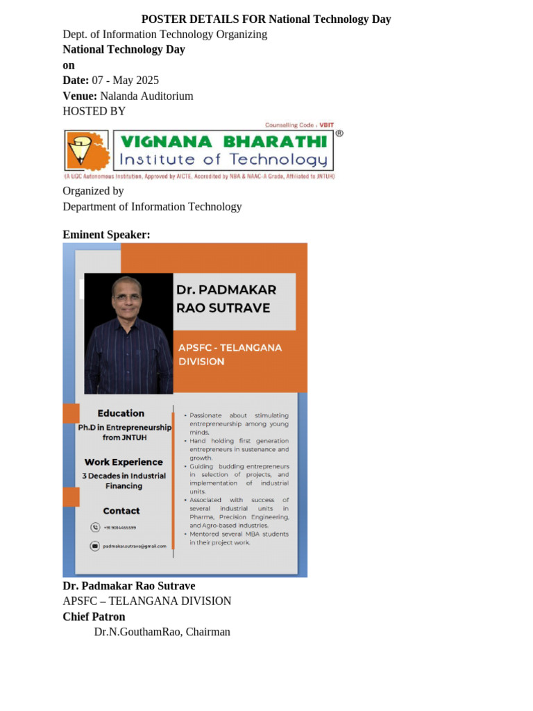 National Technology Day 2025 Details | PDF
