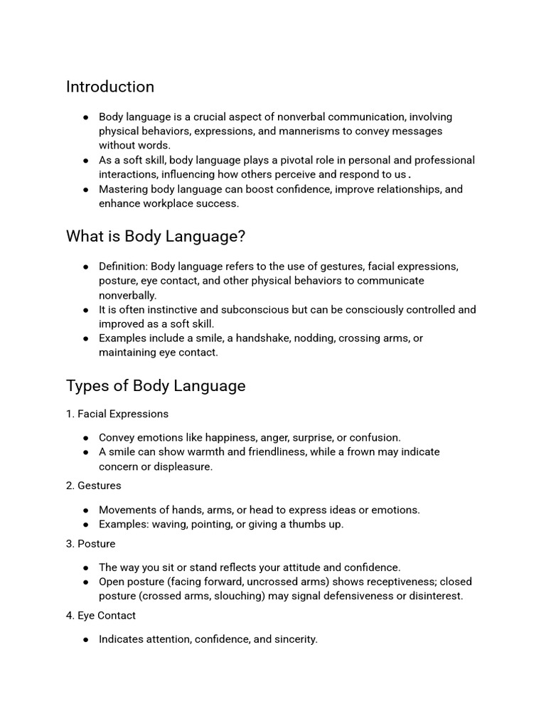Mastering Body Language for Success | PDF | Body Language | Nonverbal ...